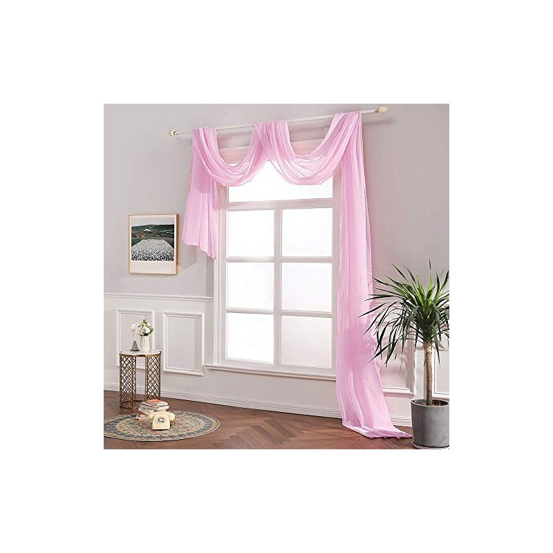 Megachest TAILORED VOILE WINDOW SCARF PELMET (light pink, 56"X118"X1 Panel)