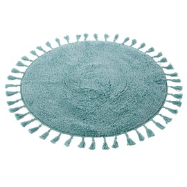 Olivia Rocco Round Tasselled Bath Mat Super Soft Bathroom Rug Non-Slip Plush Bathmats Carpet for Tub Shower Bath Home, (Duck egg)