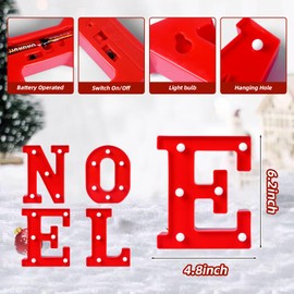 EDYCON Christmas Letter Lights Sign Table Decorations Christmas LED Light up Letters Battery Powered Letter for Home Bar Party Bedroom Tabletop Indoor Decor Gift(Noel)