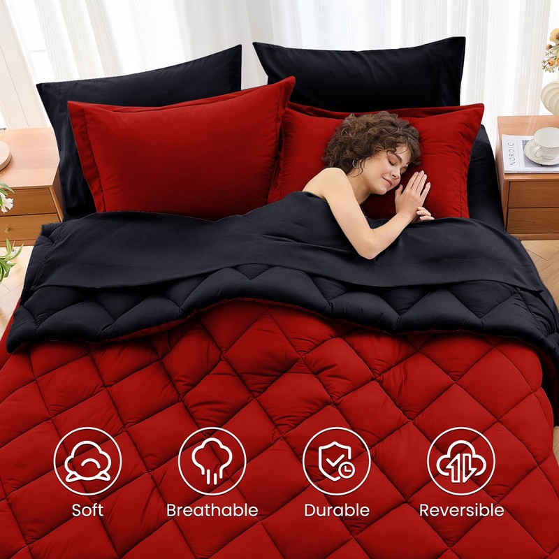 MUXHOMO 5 Pieces Twin XL Comforter Set, Reversible Bed in