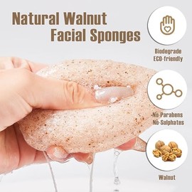 Esponjas Faciales Konjac De Nogal Natural - Waterdrop - Para Limpieza Y Exfoliación Suave Del Rostro, Ecológicas - Limpieza Facial Y Corporal Para El 
