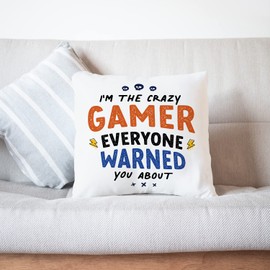 MUGFFINS GAMER Cushion Padding included - in English - Everyone warned you about - Funny gift - Pillow: cover and filling 15.7x15.7 inches