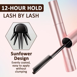 Mascara Braun+Schwarze Mascara Mit,Wimpernzange,Wimperntusche Braun,Wimperntusche Wasserfest,Lang und Geschwungen,Natürliche Verlängerung,Wischfestes Make-Up,5 ml/Tube