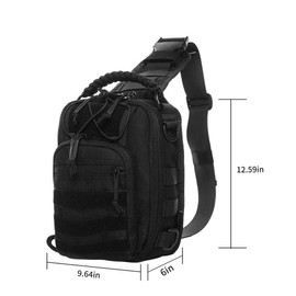 VOTAGOO ANTARCTICA Tactical Sling Bag Pack Rover Shoulder Bag Molle Assault Range Bag Backpack 1050D - Color: Big-Black- 9.64*6*12.59 Inch