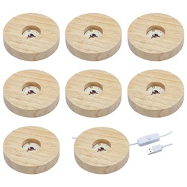 NEWCOMDIGI 8 Pack Display Stand 4in Usb Light Base For Glass Art Wooden Base Stand For Crystal Display Warm Light Base Stand Craft