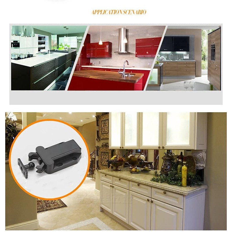 ANCLLO 2pcs Non-Magnetic Push to Open Catch Lock Drawer Cabinet