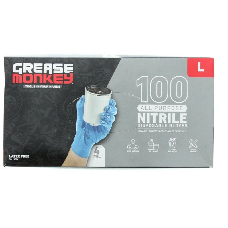 Grease Monkey All Purpose 4 Mil Thickness Disposable Nitrile Gloves