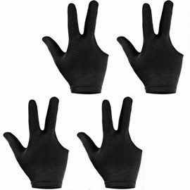 Jindizi Professional Billiard Gloves 4 Pcs Breathable Thin 3 Finger Left/Right Elastic Unisex Cue Gloves for Billiard Room