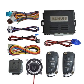 BANVIE ① Car Keyless Entry Security Alarm System + ② Remote Engine Starter + ③ Push to Start Stop Iginition Button