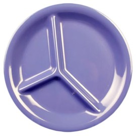 A-to-Z Supply CR710BU Compartment Plate, 10-1/4" Dia., Round, 3-Wells, Break-Resistant, Dishwasher Safe, BPA Free, Melamine, Purple, NSF, Pack of 12