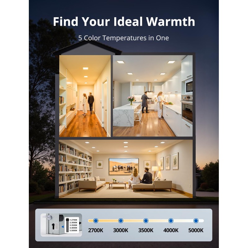 Vtuik 2 Pack 8 Inch Square LED Recessed Ceiling Light