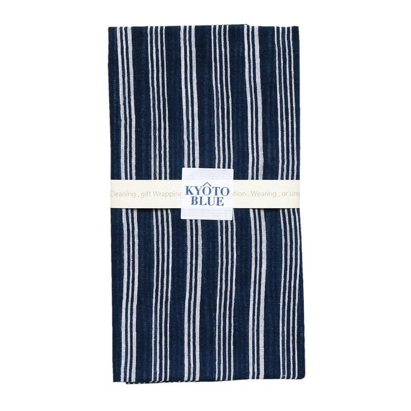 Yamamoto Hitoto Shoten Kyoto Blue Gauze Handkerchief, Striped [1863], Made