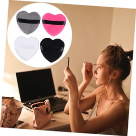 Healeved 2sets Elegant Heart Cotton Puff for Loose Powder for Natural and Even Application Makeup Tool 4pcs*2
