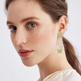 Butterfly Earrings for Women Purple Earrings for Women Gifts Trendy Stuff Crystal Tassels Butterfly Dangle Earrings Concert Outfit Women Purple Dress for Woman Outfits