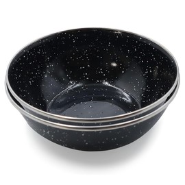 Navoys 2 Enamel Camping Bowls - Black, Heat Resistant, Ideal Accessory for Camping, Picnic, Hiking, Fishing (2 Bowls)