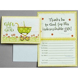 Gift From God 5 x 3.5 Inch Birth Announcements Boxed Set of 10 Cards