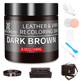 Leather Recoloring Balm,8.5oz Leather Color Restorer,Dark Brown Leather Repair kit for Furniture and Car Interior,Leather Couch Scratch Repair,Leather Dye Paint for Faded,Cracked and Damaged Leather
