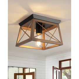 Foucasal Farmhouse Bronze Flush Mount Ceiling Light - 1-Light Industrial Kitchen, Rustic Flush Mount for Hallway, Entryway, Foyer, Dining Room, Bedroom