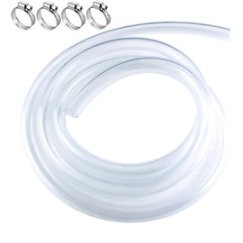 PVC Tubing 1" ID x 1-1/4" OD - 10 ft Clear Vinyl Tubing with 4 Stainless Clamps, Low Pressure Hybrid PVC Hose Lightweight Plastic Tubing for Transfer Water Air Oil