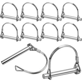 Pack of 10 Folding Pipe Pins with Snap Lock Round Shackle One Cotter Pin M8 x 60 mm Locking Pin Robust Safety Coupling for Farm Lawn Garden
