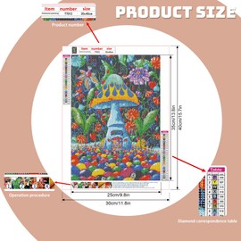 Tontut Adult Diamond Painting Kits, 5D DIY Mushroom House Flower Full Round Diamond Art Painting for Home Wall Decoration and Gifts 12x16inch