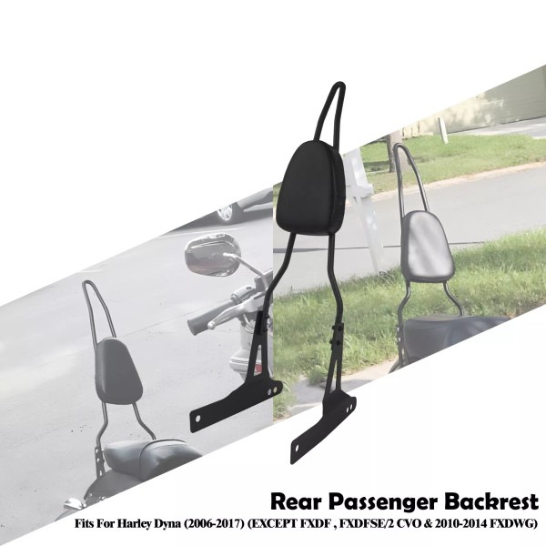 YHMTIVTU Passenger Black Backrest Sissy Bar For Harley Dyna Low