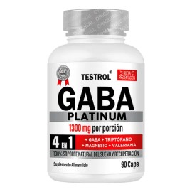 Gaba Platinum 4 en 1 Testrol | 90 Cápsulas | Magnesio + Triptófano | Apoyo para Dormir