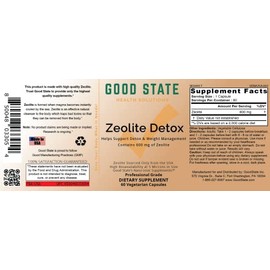 Good State Zeolite Detox - Clinoptilolite 600 mg per Veggie Capsule - 60 Capsules - USA Supply