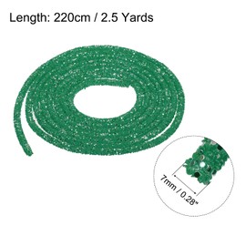 MECCANIXITY 2.5 Yard 7mm 0.28 inch Glitter Sequins Rope Sequins Rhinestone Tube Cord for DIY Wedding Dresses Costume Clothing Shoes Jewelry Accessory Light Green