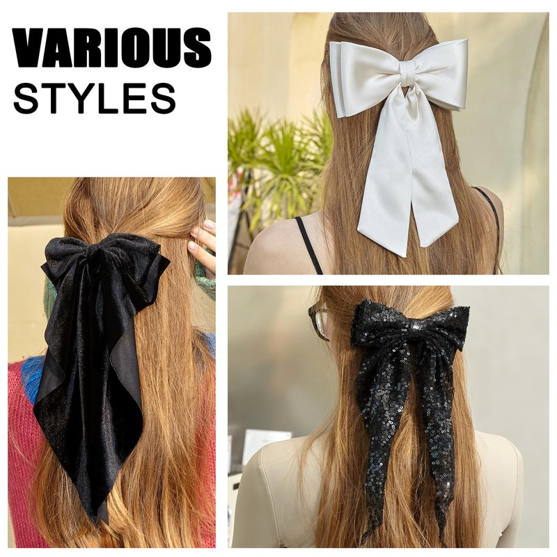 Exquisite Satin Bow Hair Accessory Velvet Large Hair Bow Long