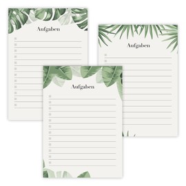 TEMONTO To-Do List Set of 3 | 50 Sheets A6 | Tear-off Pad Design Tropical Leaves