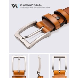 WOLFANT 1.5" Full Grain Leather Belt for Men,100% Italian Real Solid Leather