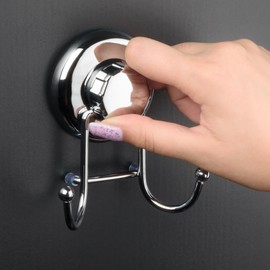 HASKO accessories - Powerful Vacuum Suction Cup Hooks - Organizer for Towel, Bathrobe and Loofah - Strong Stainless Steel Towel Hooks for Bathroom & Kitchen, Towel Hanger Storage (2 Pack)
