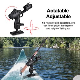 Boat Fishing Rod Holder, Adjustable 360° Rotating Fishing Rod Rest Bracket Stand Fish Pole Racks Folding Holder for Kayak Canoe Raft Fishing Boat
