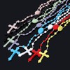 White Plastic Rosary Beads Luminous Necklace Catholicism Prayer Religious Jewelry,