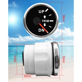 QAGGUM Marine Trim Gauge Silver 52mm 0-190ohms UP DN 7 Color for Yacht Boat Marine