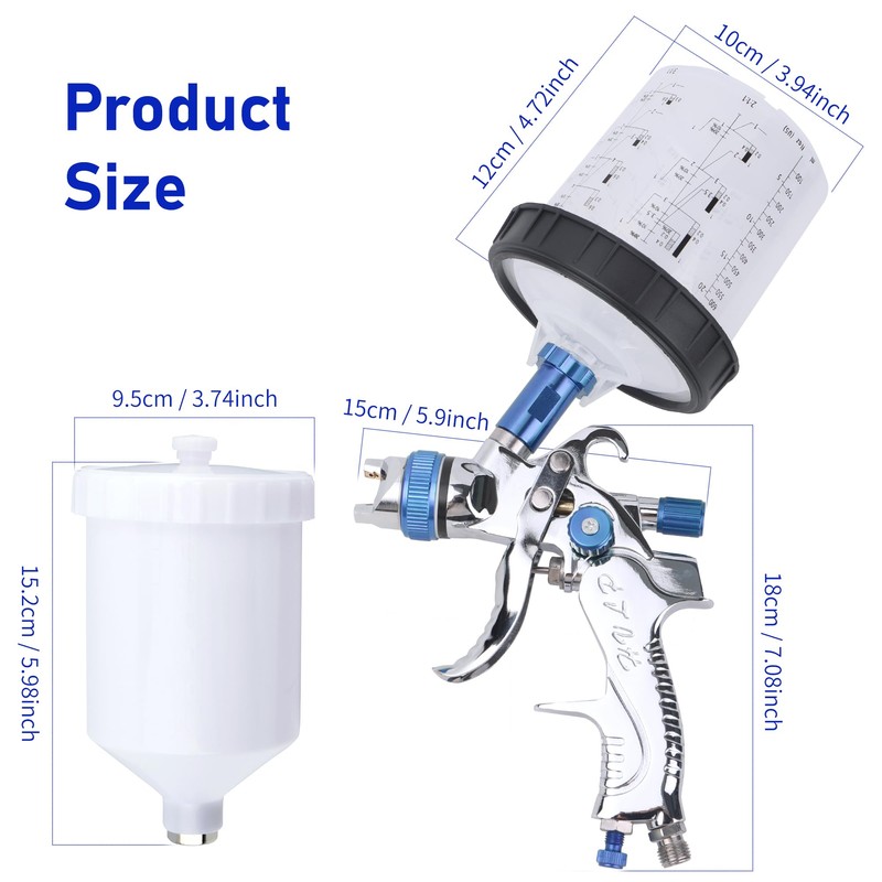 Zeinlenx HVLP Spray Gun with 10Pcs 600ML Disposable Paint Cups,