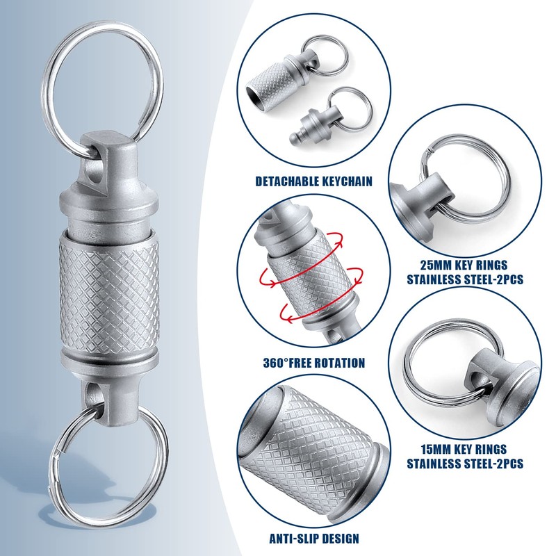 SAVITA 2pcs Titanium Alloy Detachable Key Chain Swivel Key Chain