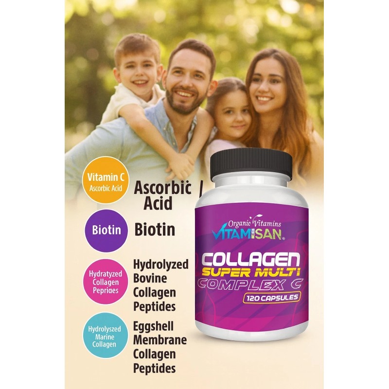 VITAMISAN Collagen Peptides Pills 1500mg Hydrolyzed Anti Aging Capsules Types