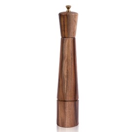 DeroTeno Pepper Grinder, Pepper Mill with Adjustable Stainless Steel, Acacia Wood, 32 cm / 12 inch Height, Bottom Dia: 6 cm, Upper Dia: 5.5 cm (Tray is NOT Included)