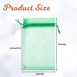 Thinp Organza Gift Bags 50 Pack Organza Drawstring Bags 6 x 4 Inch Candy Mesh Gift Bags Jewelry Pouches Small Size Sheer Favor Bags with Drawstring for Wedding Party Favor Christmas Bags (Green)
