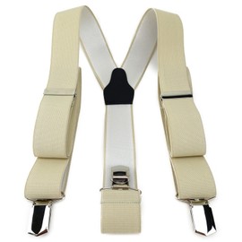 TigerTie Unisex Braces in Y-Shape with 3 Extra Strong Clips - Colour into Monochrome – High-Quality Workmanship – Width 35 mm - beige