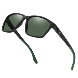 DUCO Polarized Sunglasses for Men and Women Matte Finish Blocking Stylish Design for Driving and Outdoor Activities 6302 (Matte Black Frame Dark Green Lens)