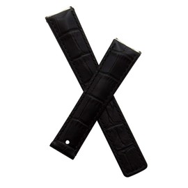 Watchstrapworld TH-61916-01-0131-19 mm Black Crocodile-Style Leather Deployment Watch Strap Compatible with TAG Heuer 6000 Series Gents Models Listed Below