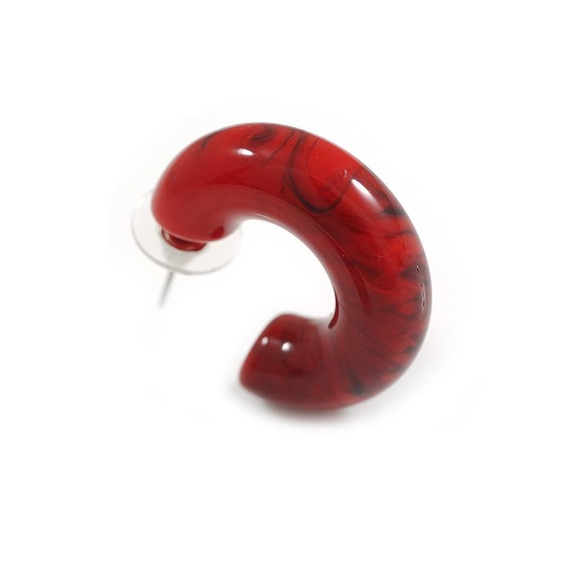 Small Acrylic Thick Half Hoop Earrings with Marble effect in