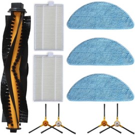 Kit de repuesto para robot con cepillo de rodillo principal, 4 cepillos laterales para limpieza de bordes de esquina, 4 pantallas de filtro de aspiradora y 5 recambios de tela para fregona, compatible