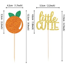 24 piezas de adornos para cupcakes de Little Cutie con purpurina naranja para decoración de tartas con temática de cítricos, baby shower, niños, fiesta de cumpleaños