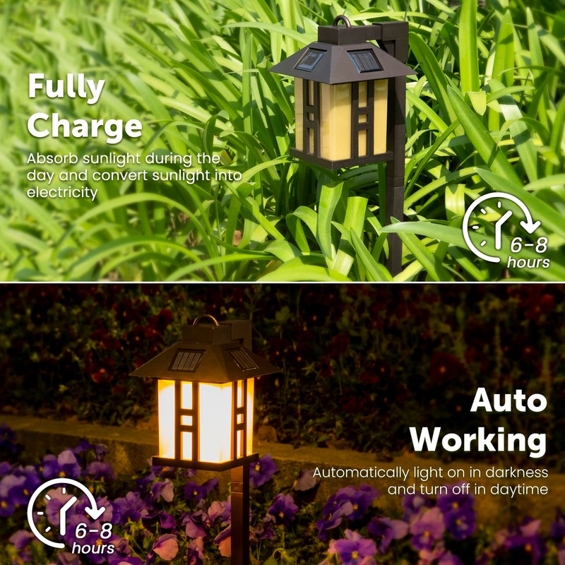 GIGALUMI Japanese Decor Solar Lights for Outside, Pathway Lights 4