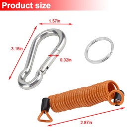 LKAHG Breakaway Trailer Cable, Stainless Steel RV Spring Towing Coiled Wire with Clip, Heavy Duty Trailer Safety Cables Strap Accessories, Universal for RV Trailer Emergency Camper (Orange)