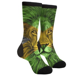 MINIOZE Jamaican Flag Lion Casual Funny Funky Novelty Fashion Socks For Men Women